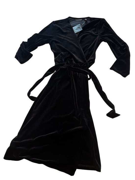 Apostrophe Dresses & Skirts - Apostrophe Stretch Black Velvet Wrap Dress Womens Size S With Tags Elegant Desig